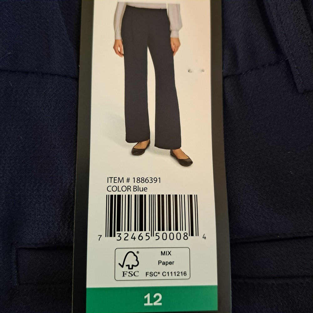 DKNY Wide Leg Trousers Womens 12 Blue NWT High Rise Professional 931-287-B12